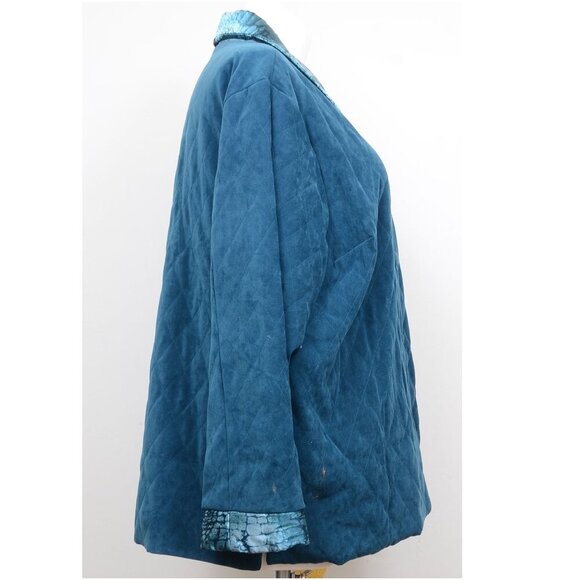 NWT Christine Thomson Modern Quilted Shirt Jacket Dark Teal Plus Size 2X - Picture 3 of 16